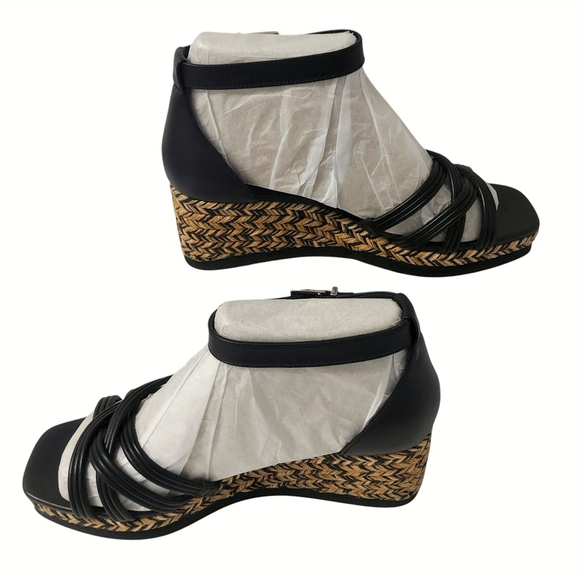 Vince Camuto Black Wedge Heel Sandals with Ankle Strap, Size 11W (NWT) - Picture 5 of 11